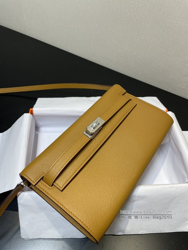 Hermes女包 愛馬仕Kelly woc小挎包 芝麻色epsom皮凱麗斜挎包  tdh2337